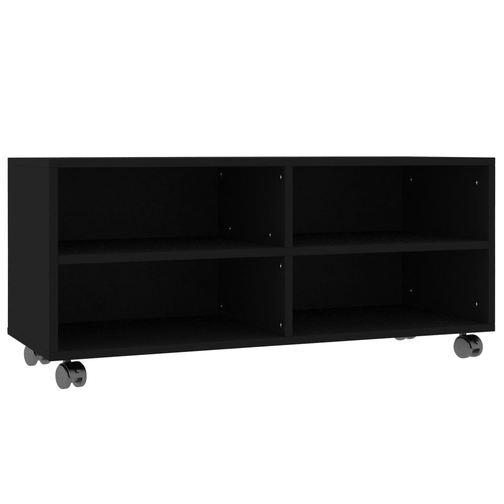 TV Cabinet with Castors Black 90x35x35 cm Engineered Wood