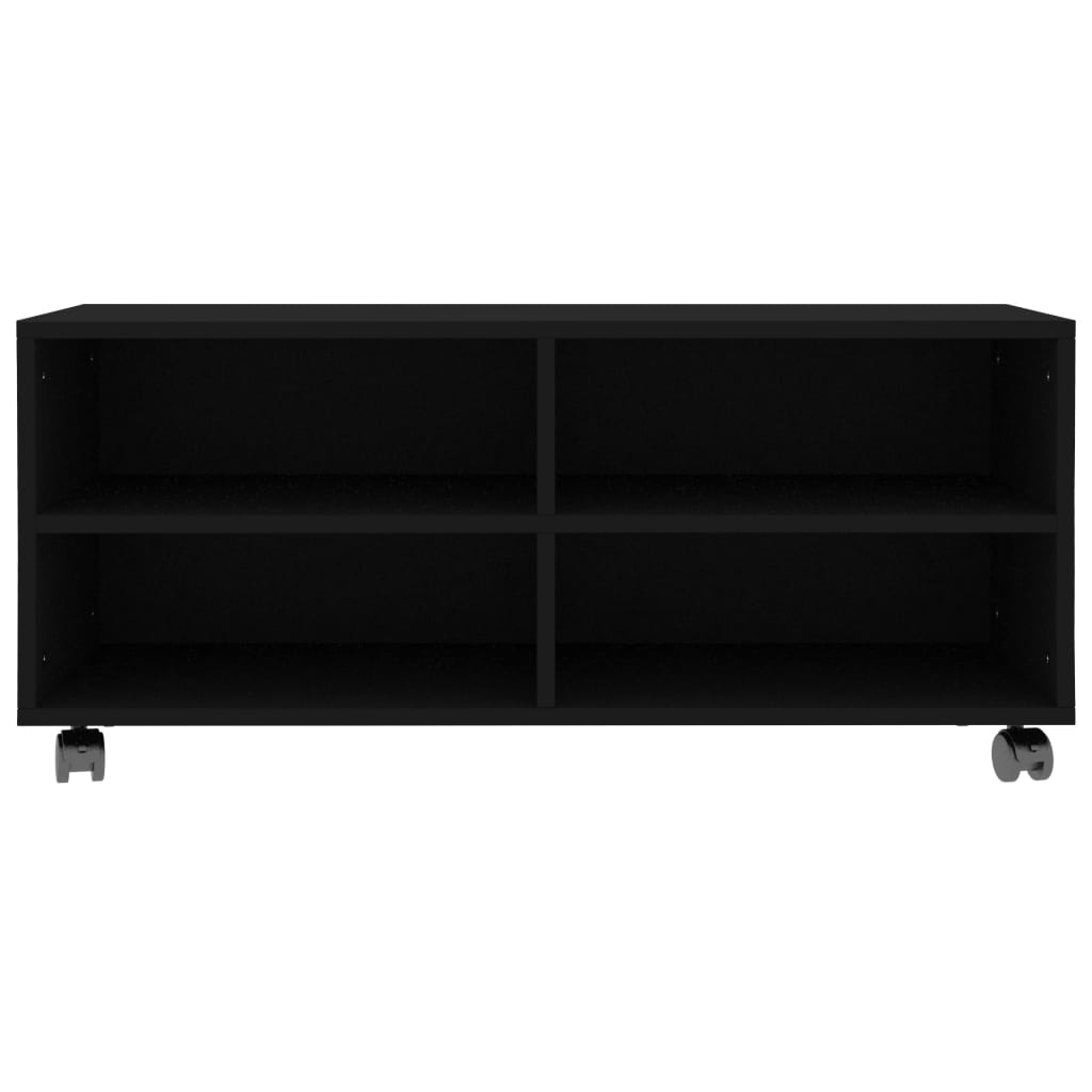 TV Cabinet with Castors Black 90x35x35 cm Engineered Wood