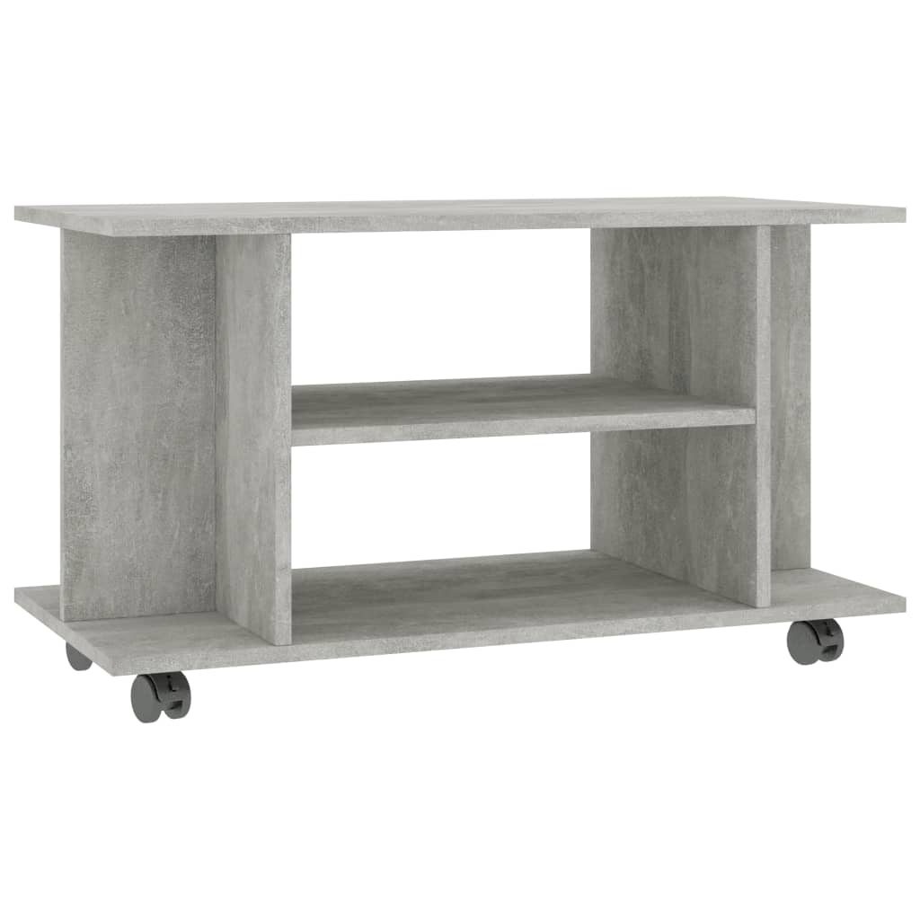 TV Cabinet with Castors Concrete Grey 80x40x45 cm Engineered Wood