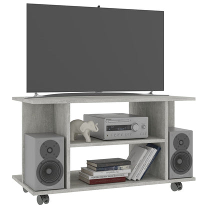 TV Cabinet with Castors Concrete Grey 80x40x45 cm Engineered Wood