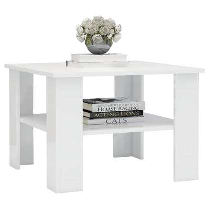 Coffee Table High Gloss White 60x60x42 cm Engineered Wood
