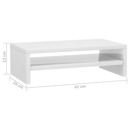 Monitor Stand High Gloss White 42x24x13 cm Engineered Wood