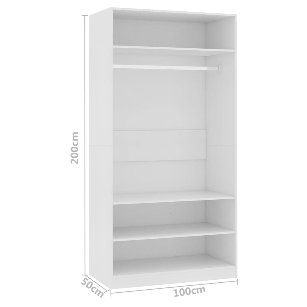 Wardrobe White 100x50x200 cm Engineered Wood