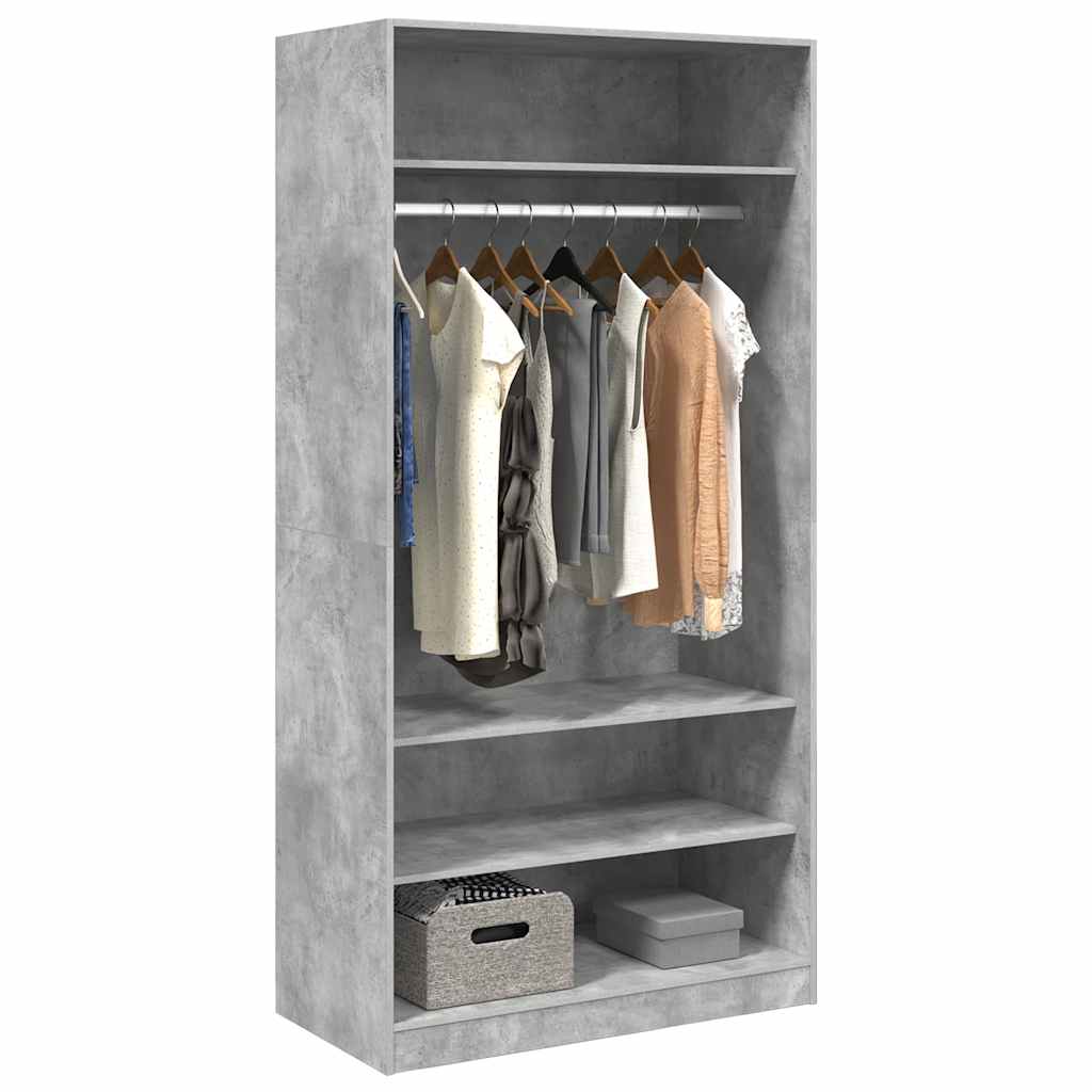 Wardrobe Concrete Grey 100x50x200 cm Engineered Wood