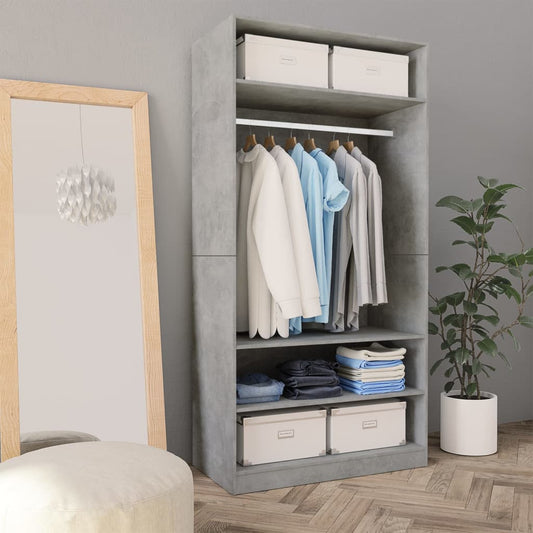 Wardrobe Concrete Grey 100x50x200 cm Engineered Wood