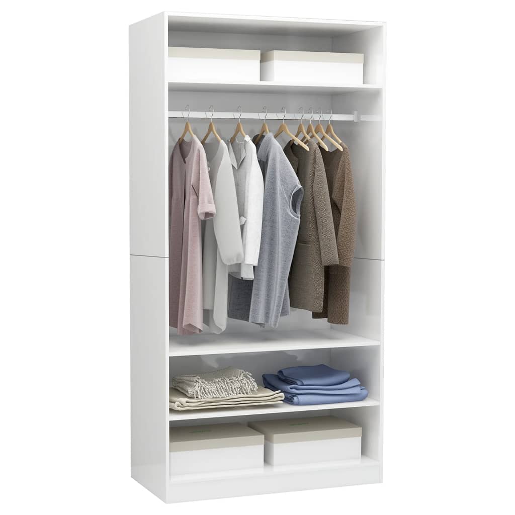 Wardrobe High Gloss White 100x50x200 cm Engineered Wood