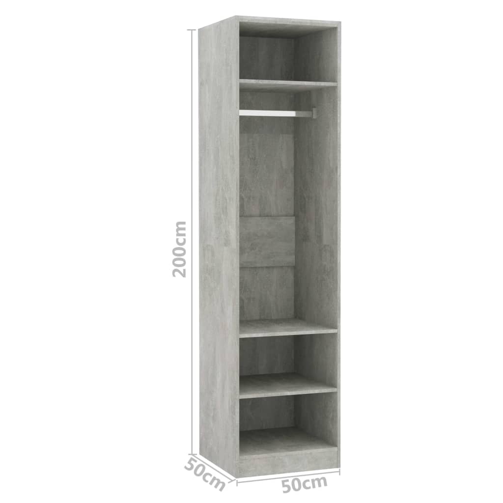 Wardrobe Concrete Grey 50x50x200 cm Engineered Wood