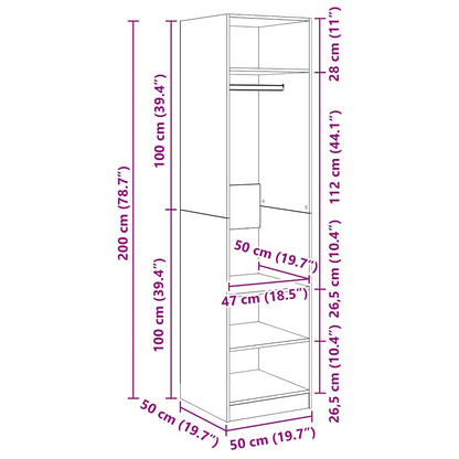 Wardrobe Concrete Grey 50x50x200 cm Engineered Wood