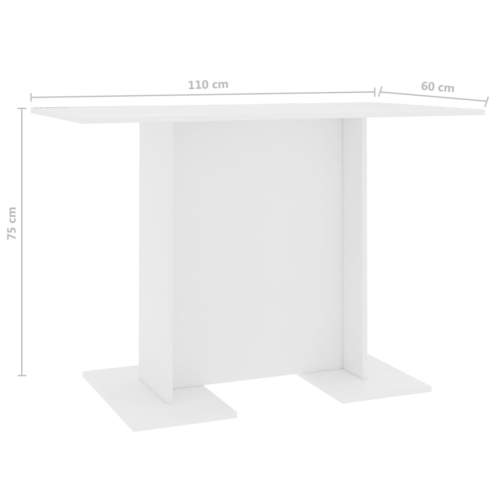 Dining Table White 110x60x75 cm Engineered Wood