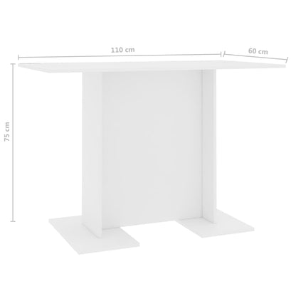 Dining Table White 110x60x75 cm Engineered Wood