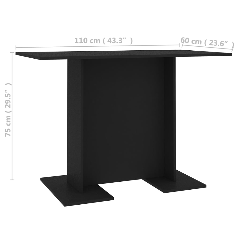 Dining Table Black 110x60x75 cm Engineered Wood