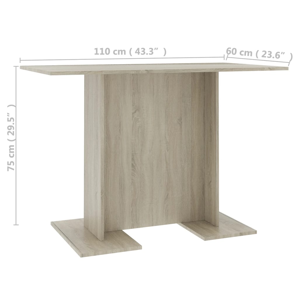 Dining Table Sonoma Oak 110x60x75 cm Engineered Wood