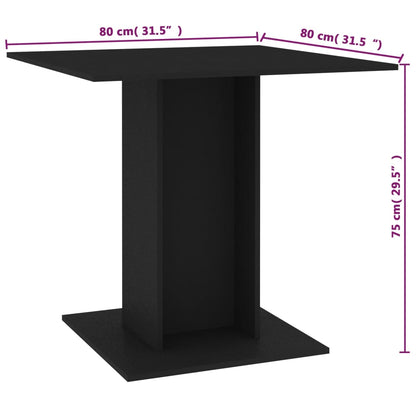 Dining Table Black 80x80x75 cm Engineered Wood