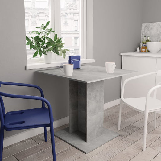 Dining Table Concrete Grey 80x80x75 cm Engineered Wood