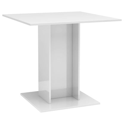 Dining Table High Gloss White 80x80x75 cm Engineered Wood