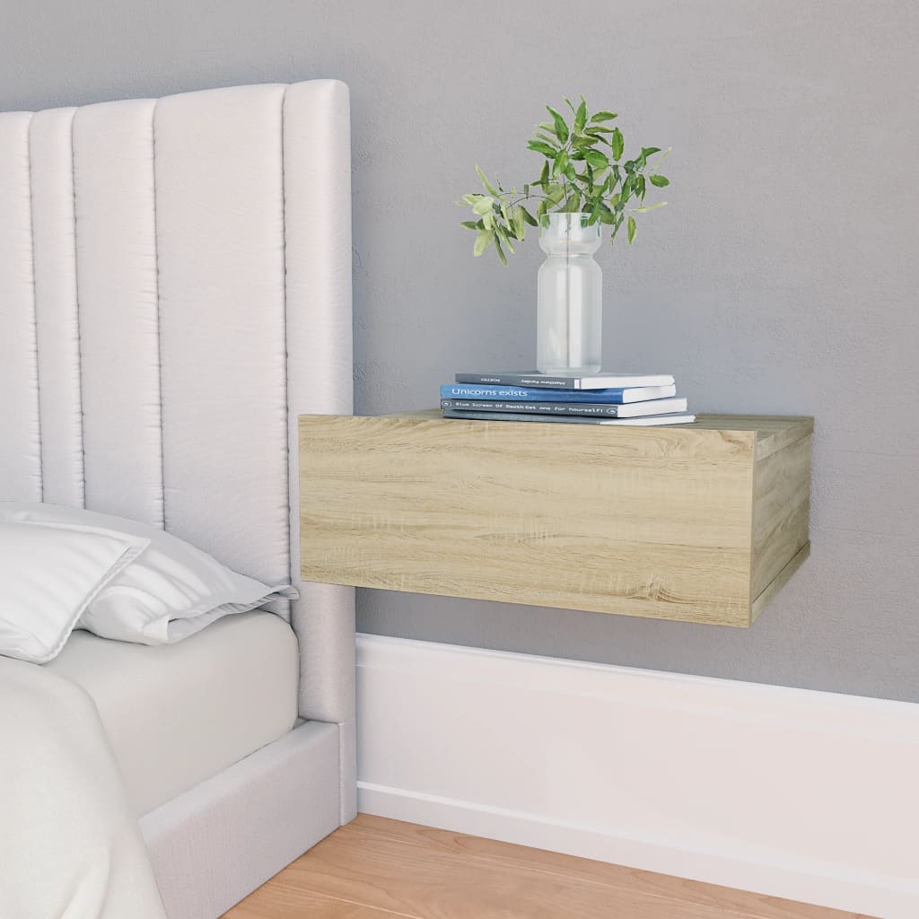 Floating Nightstand Sonoma Oak 40x30x15 cm Engineered Wood