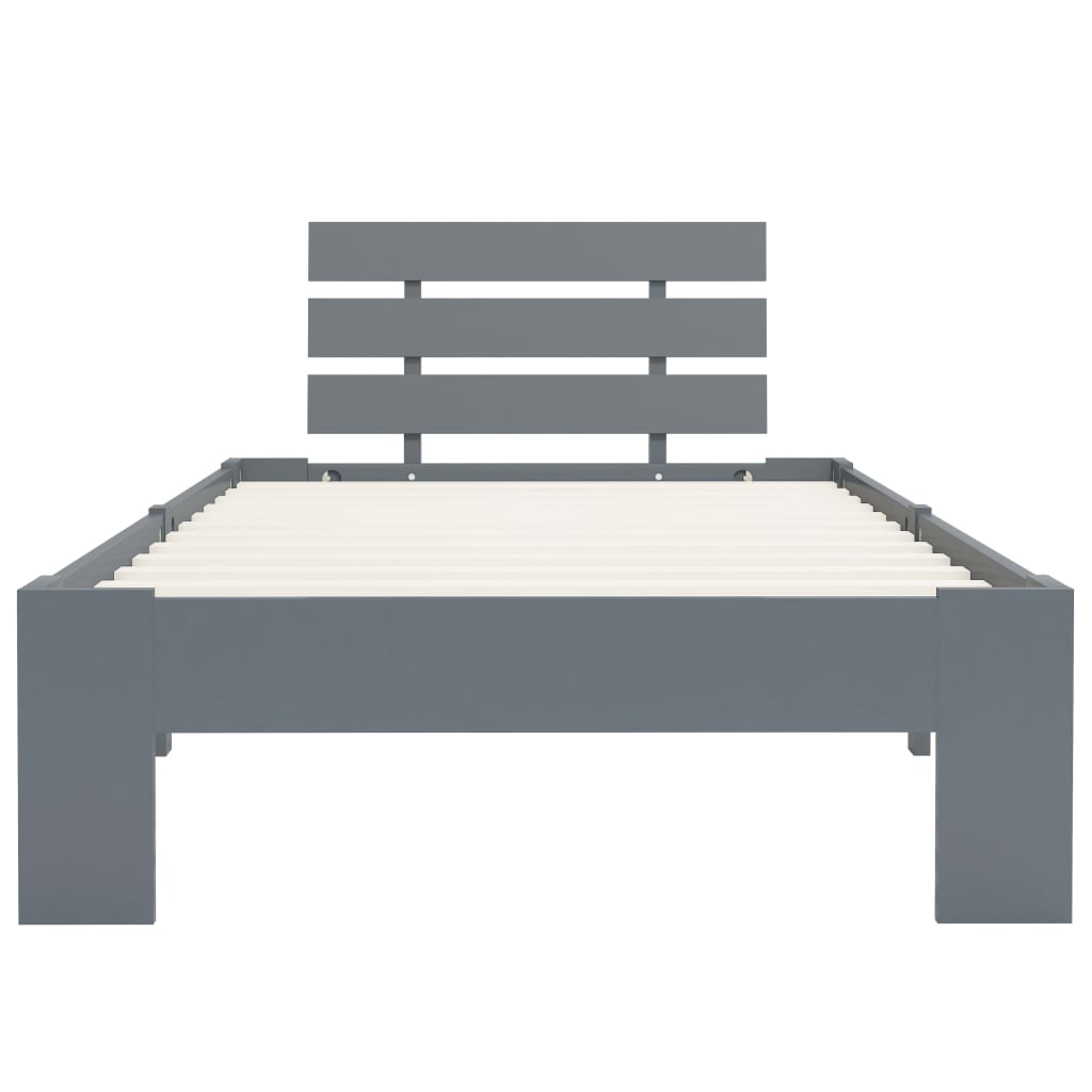 Bed Frame without Mattress Grey Solid Pine Wood 100x200 cm