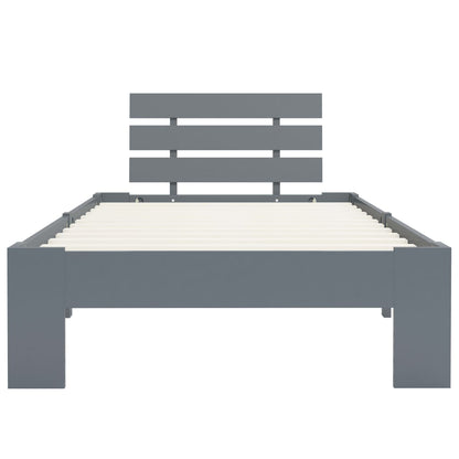 Bed Frame without Mattress Grey Solid Pine Wood 100x200 cm