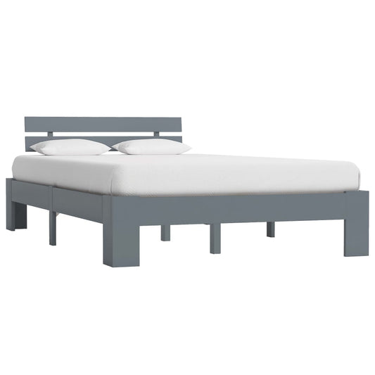 Bed Frame without Mattress Grey Solid Pine Wood 140x200 cm