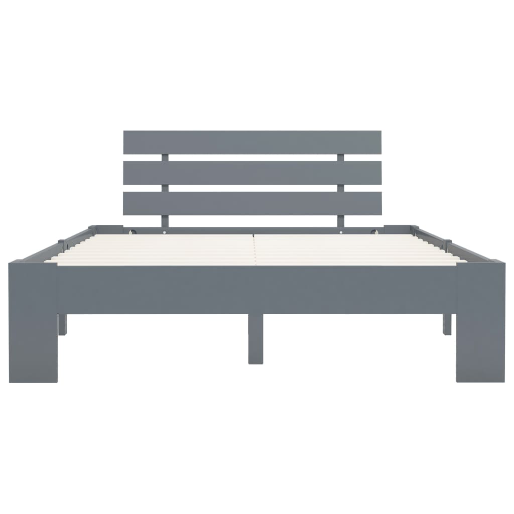 Bed Frame without Mattress Grey Solid Pine Wood 140x200 cm