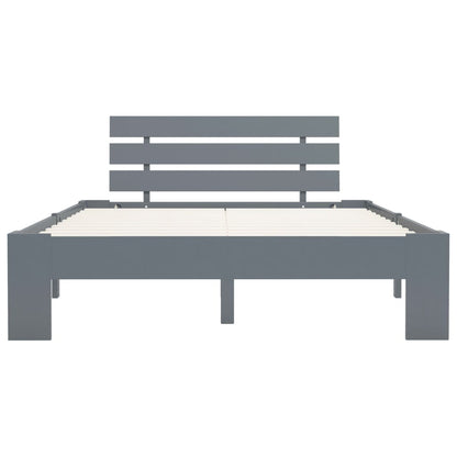 Bed Frame without Mattress Grey Solid Pine Wood 140x200 cm