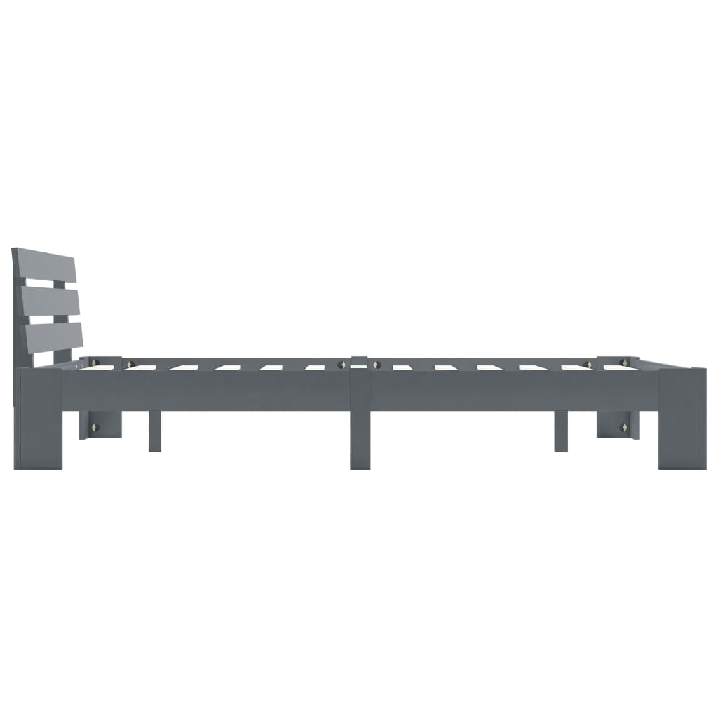 Bed Frame without Mattress Grey Solid Pine Wood 140x200 cm