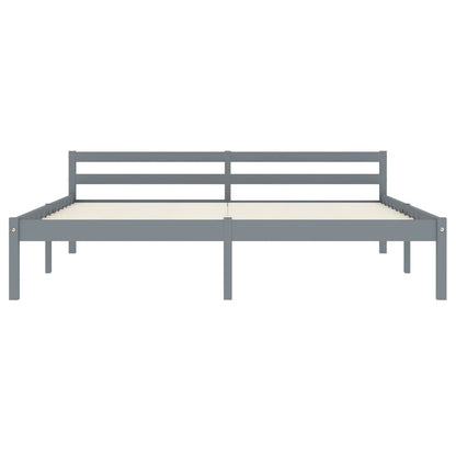 Bed Frame without Mattress Grey Solid Pine Wood 180x200 cm Super King