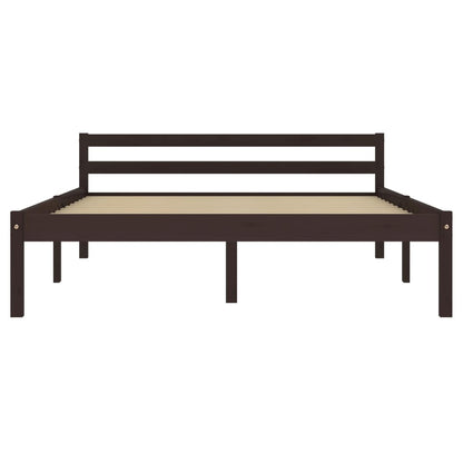 Bed Frame without Mattress Dark Brown Solid Pine Wood 120x200 cm