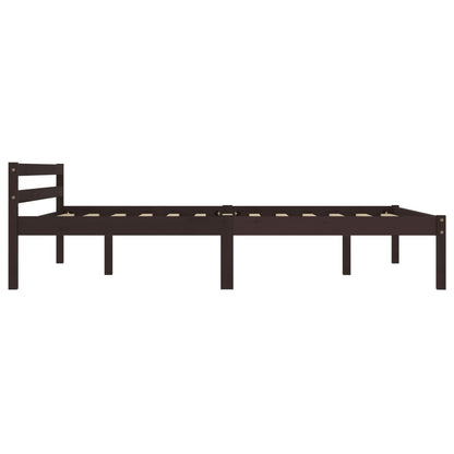 Bed Frame without Mattress Dark Brown Solid Pine Wood 120x200 cm