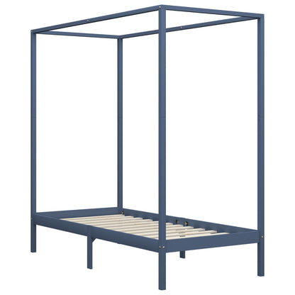 Canopy Bed Frame without Mattress Grey Solid Wood 100x200 cm
