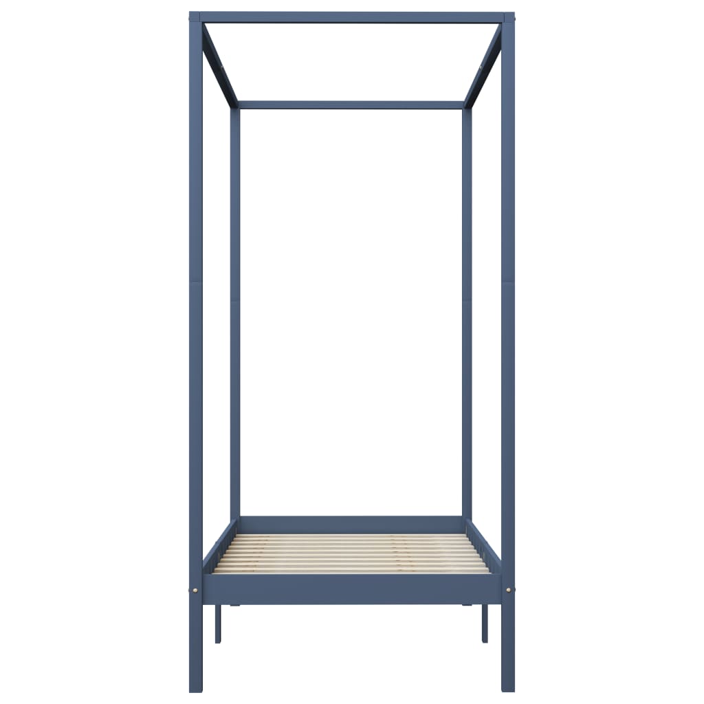 Canopy Bed Frame without Mattress Grey Solid Wood 100x200 cm