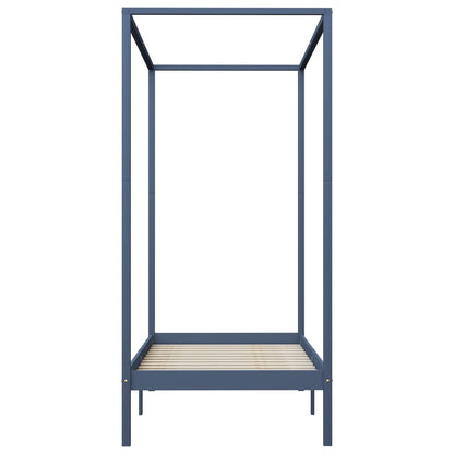 Canopy Bed Frame without Mattress Grey Solid Wood 100x200 cm