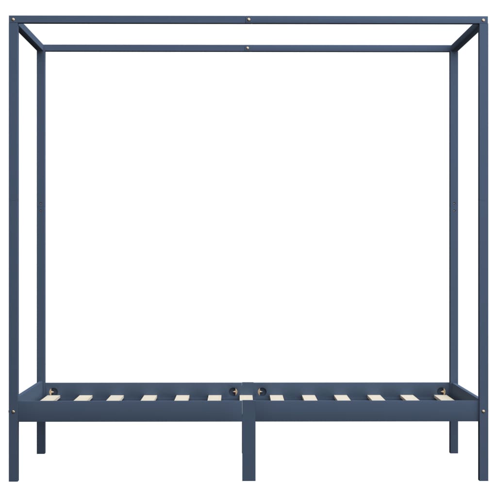 Canopy Bed Frame without Mattress Grey Solid Wood 100x200 cm