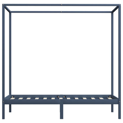 Canopy Bed Frame without Mattress Grey Solid Wood 100x200 cm