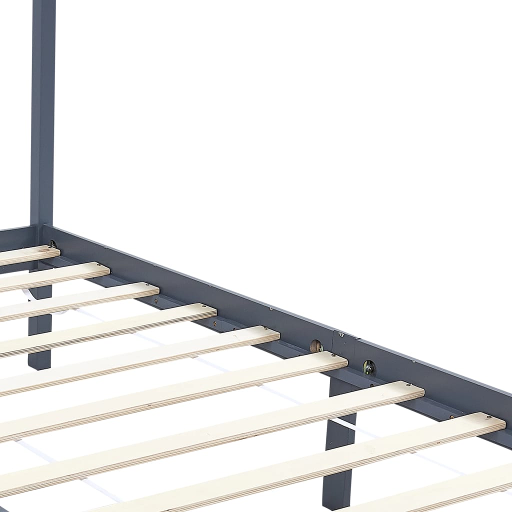 Canopy Bed Frame without Mattress Grey Solid Wood 100x200 cm