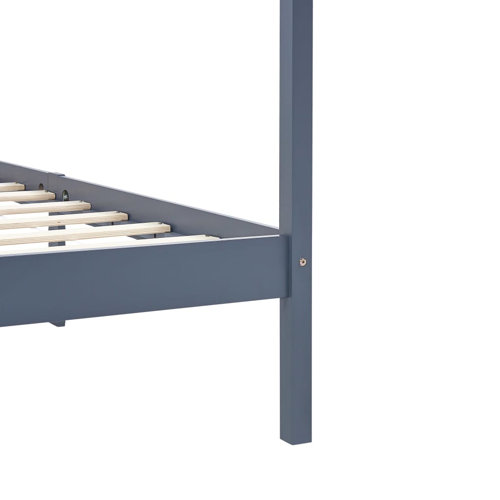 Canopy Bed Frame without Mattress Grey Solid Wood 100x200 cm