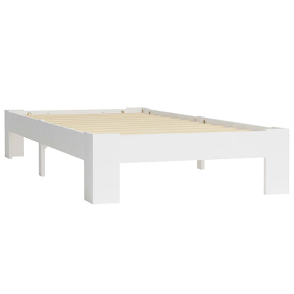 Bed Frame without Mattress White Solid Pine Wood 90x200 cm