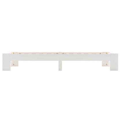 Bed Frame without Mattress White Solid Pine Wood 90x200 cm