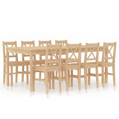 9 Piece Dining Set Pinewood