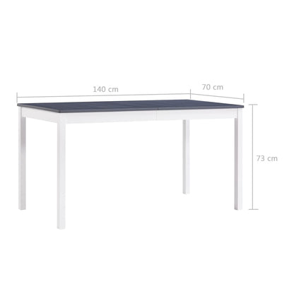 Dining Table White and Grey 140x70x73 cm Pinewood