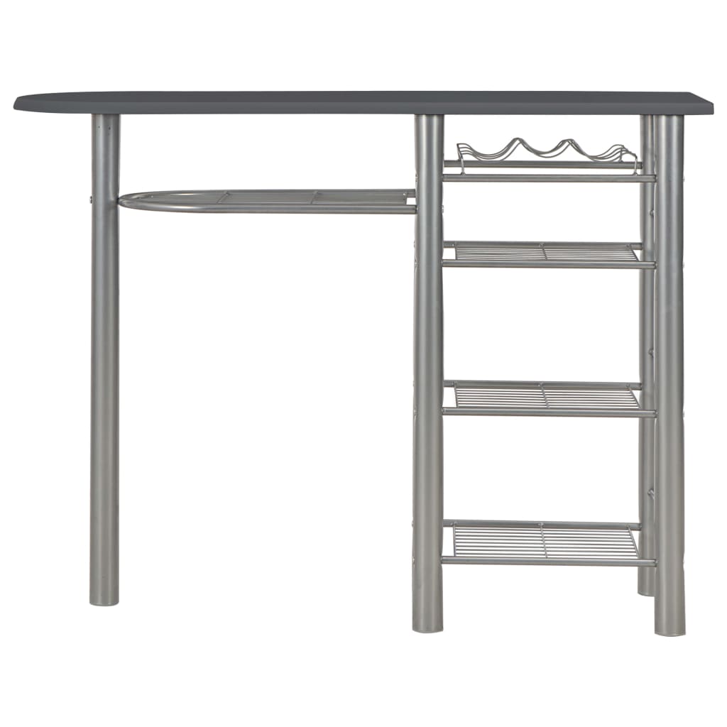 3 Piece Bar Set with Shelves Wood and Steel Black