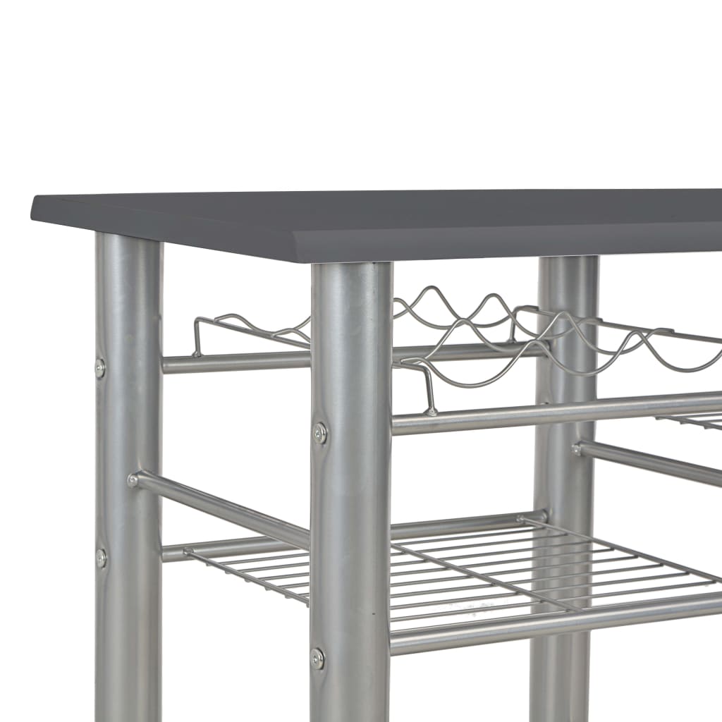 3 Piece Bar Set with Shelves Wood and Steel Black