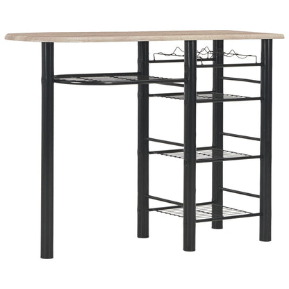 3 Piece Bar Set with Shelves Wood and Steel