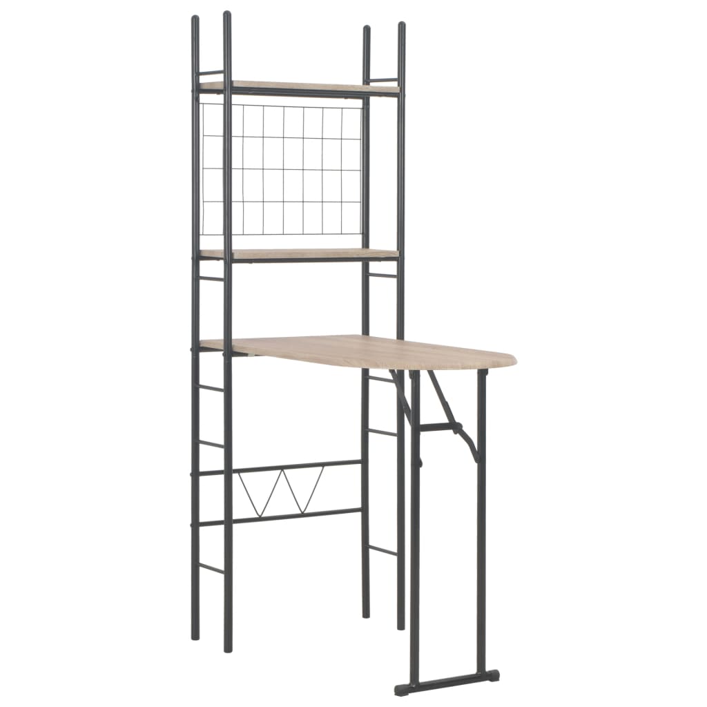 3 Piece Folding Dining Set with Storage Rack MDF and Steel