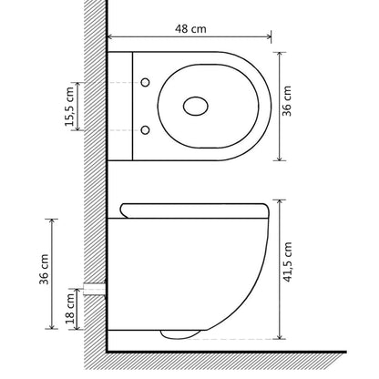 Wall Hung Rimless Toilet Ceramic White