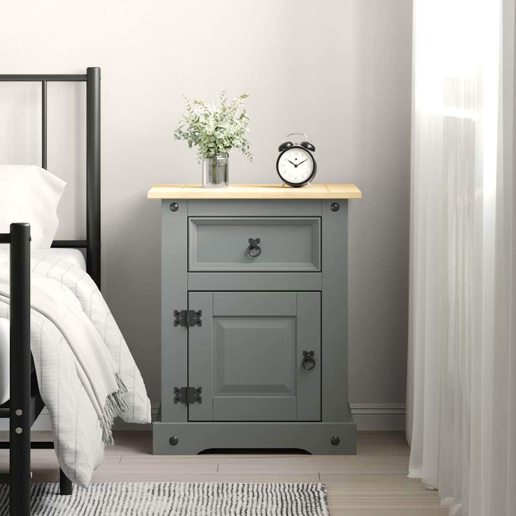 Bedside Cabinet Mexican Pine Corona Range Grey 53x39x67 cm