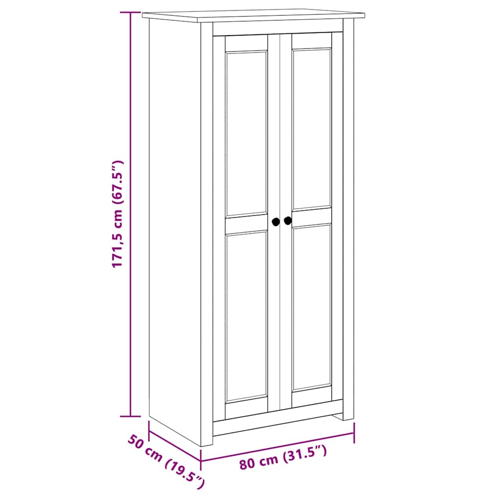 Wardrobe Grey 80x50x171.5 cm Solid Pine Panama Range