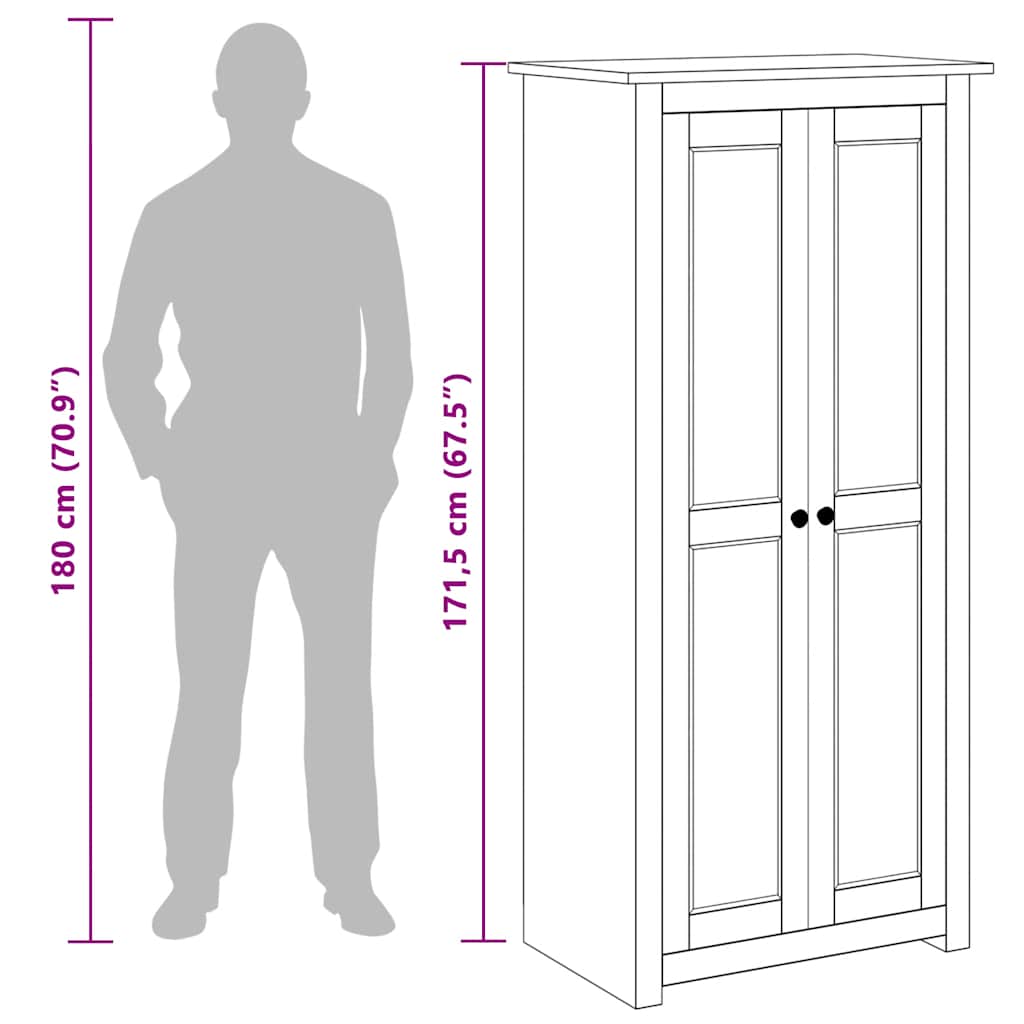 Wardrobe Grey 80x50x171.5 cm Solid Pine Panama Range