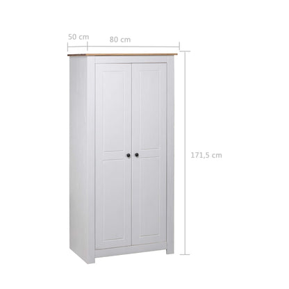 Wardrobe White 80x50x171.5 cm Solid Pine Panama Range