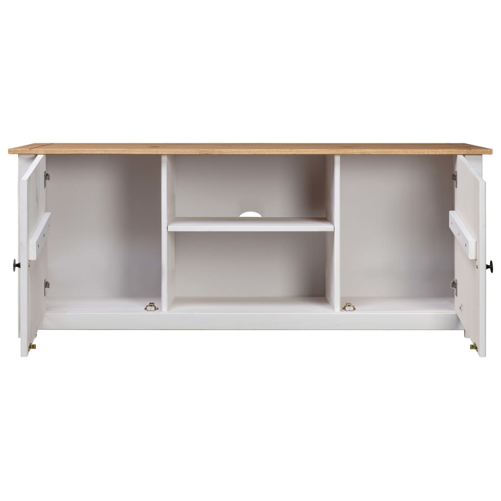 TV Cabinet White 120x40x50 cm Solid Pine Wood Panama Range